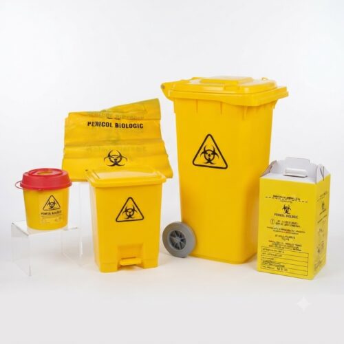 Cutii, containere, recipiente și saci pentru deseuri medicale