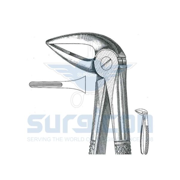 Cleste stomatologic SD-0230-33M Pentru rădăcini inferioare, model zvelt de ambele părți Cu cioc lung pentru rădăcini inferioare foarte adânci de fiecare parte.